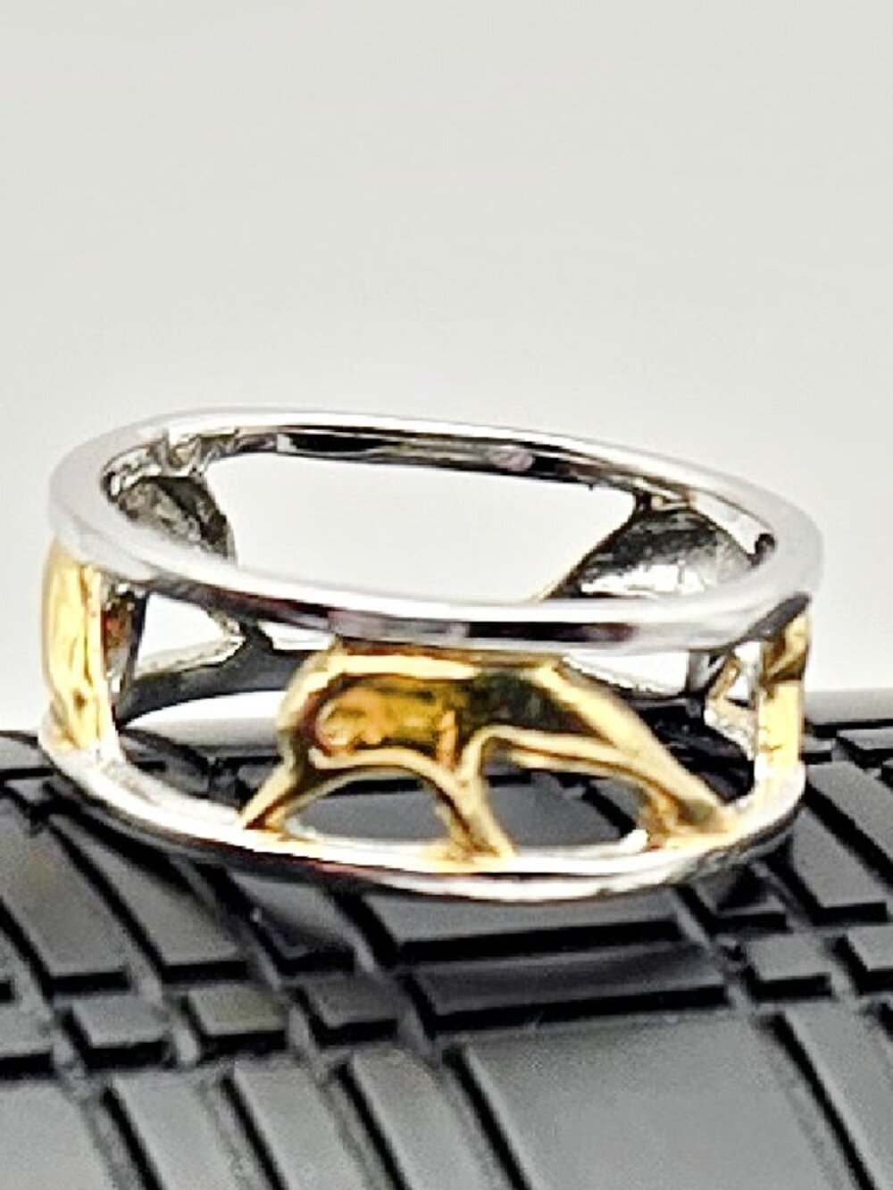Silver and Gold Ring - Dolphin Ring - Gold Plated Dolphin Ring